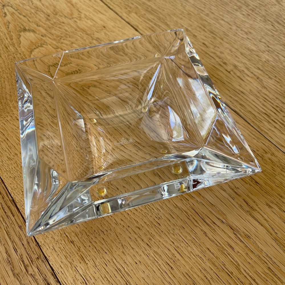 Vintage Bulgari Heavyweight Crystal Ashtray New in Original Box